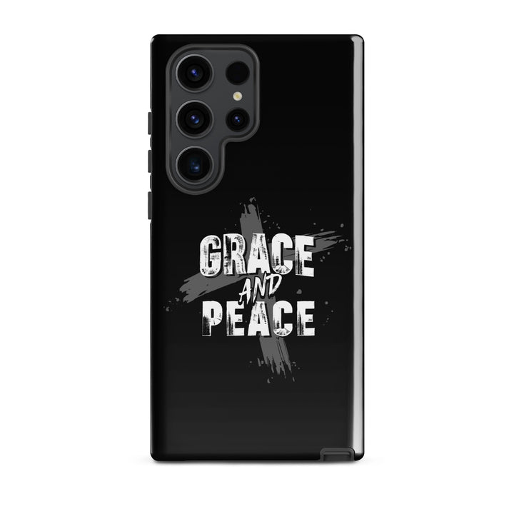 Christian Phone Case Grace and Peace Cross Black for Samsung® Samsung® Phone Cases Glossy Samsung Galaxy S23 Ultra 