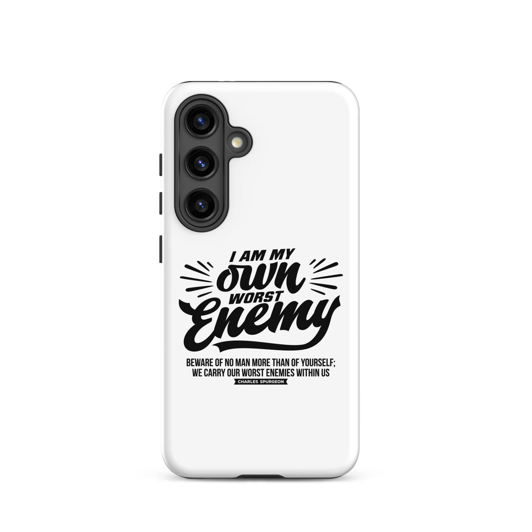 Christian Phone Case Worst Enemy White for Samsung® Samsung® Phone Cases Glossy Samsung Galaxy S24 