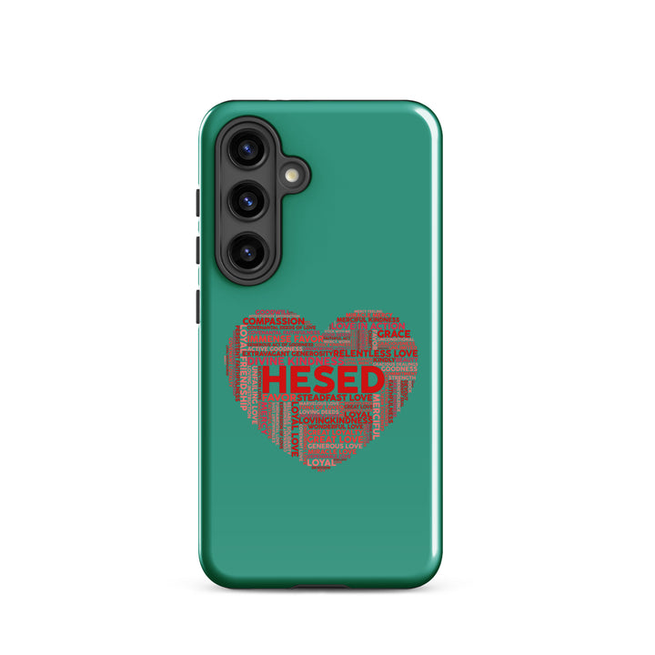 Christian Phone Case Hesed Heart Teal for Samsung® Samsung® Phone Cases Glossy Samsung Galaxy S24 