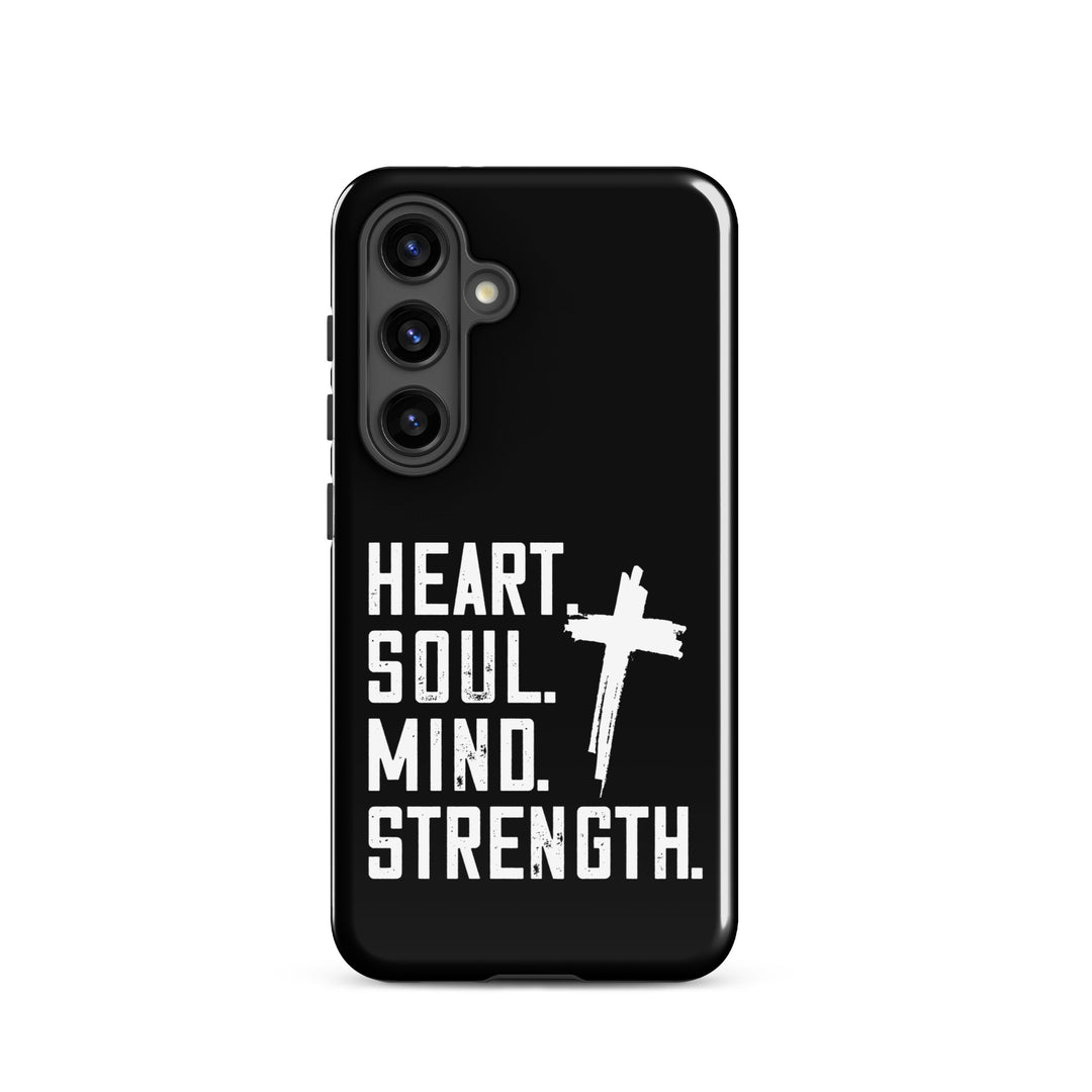 Christian Phone Case Heart Soul Mind Strength Black  for Samsung® Samsung® Phone Cases Glossy Samsung Galaxy S24 