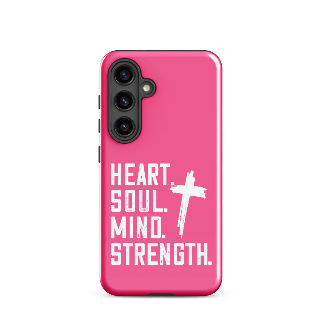 Christian Phone Case Heart Soul Mind Strength Pink for Samsung® Samsung® Phone Cases Glossy Samsung Galaxy S24 