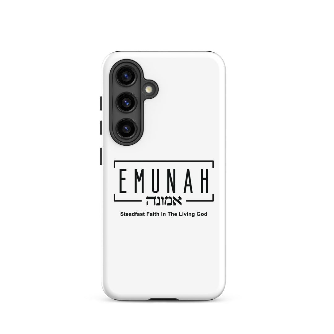 Christian Phone Case Emunah Steadfast Faith White for Samsung® Samsung® Phone Cases Glossy Samsung Galaxy S24 