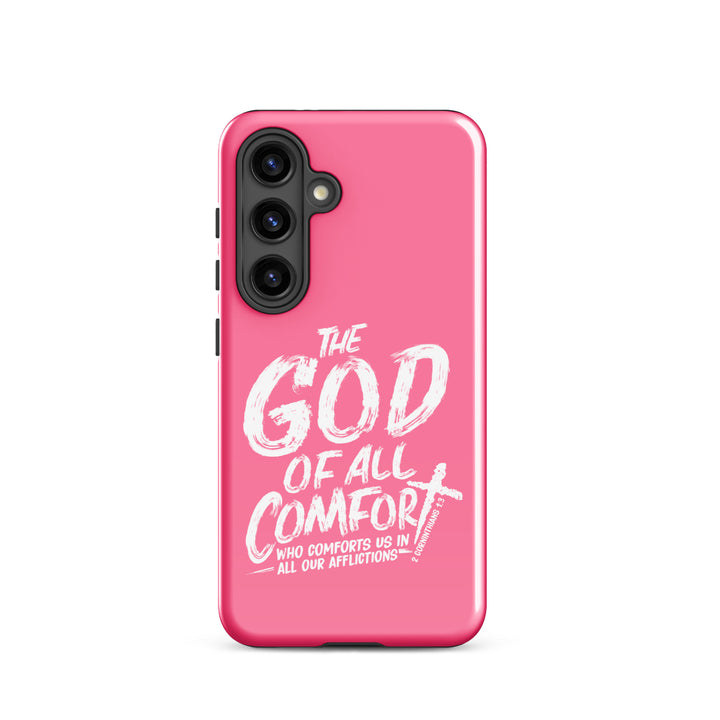 Christian Phone Case God of All Comfort Pink for Samsung® Samsung® Phone Cases Glossy Samsung Galaxy S24 