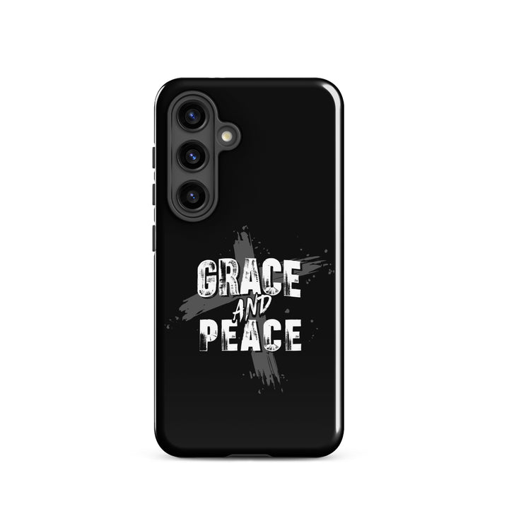 Christian Phone Case Grace and Peace Cross Black for Samsung® Samsung® Phone Cases Glossy Samsung Galaxy S24 