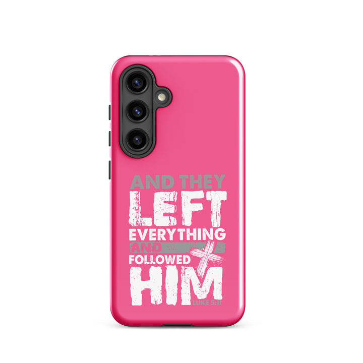 Christian Phone Case Left Everything Cross Pink for Samsung® Samsung® Phone Cases Glossy Samsung Galaxy S24 