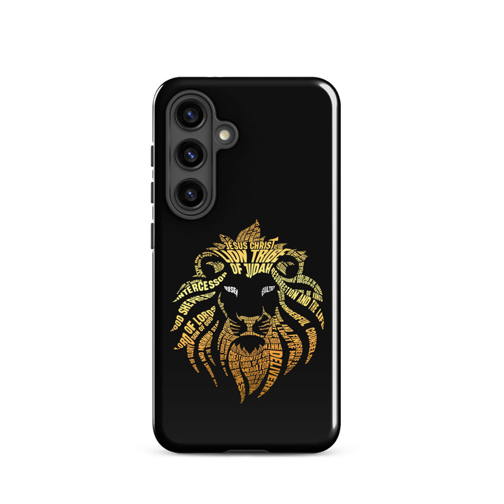 Christian Phone Case Lion Word Cloud Black for Samsung® Samsung® Phone Cases Glossy Samsung Galaxy S24 