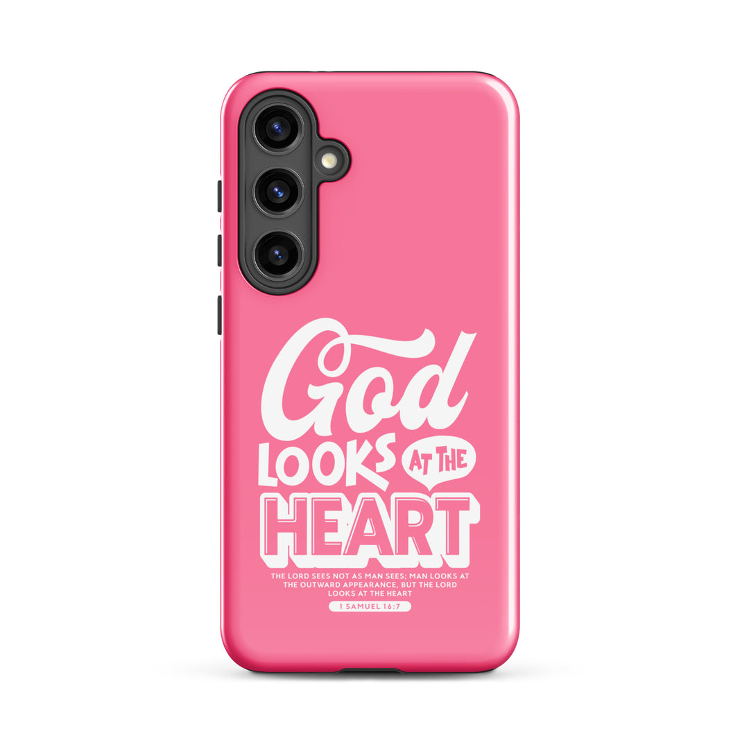 Christian Phone Case God Looks At Heart  for Samsung® Samsung® Phone Cases Glossy Samsung Galaxy S24 Plus 