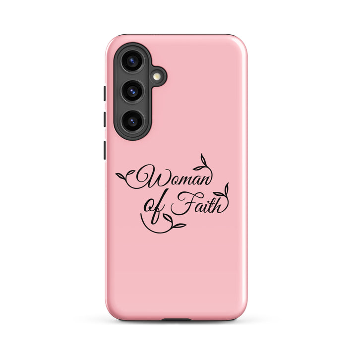 Christian Phone Case Woman of Faith Pink for Samsung® Samsung® Phone Cases Glossy Samsung Galaxy S24 Plus 