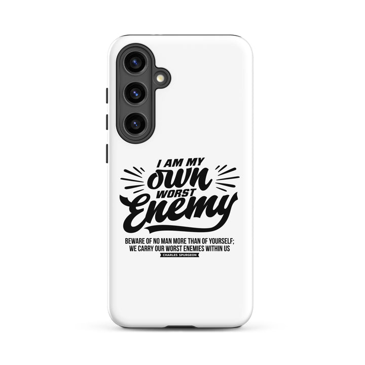 Christian Phone Case Worst Enemy White for Samsung® Samsung® Phone Cases Glossy Samsung Galaxy S24 Plus 