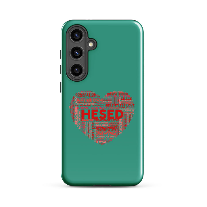 Christian Phone Case Hesed Heart Teal for Samsung® Samsung® Phone Cases Glossy Samsung Galaxy S24 Plus 