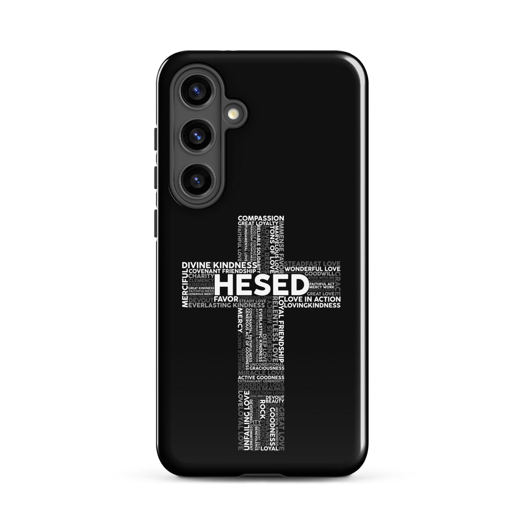 Christian Phone Case Hesed Cross Black for Samsung® Samsung® Phone Cases Glossy Samsung Galaxy S24 Plus 