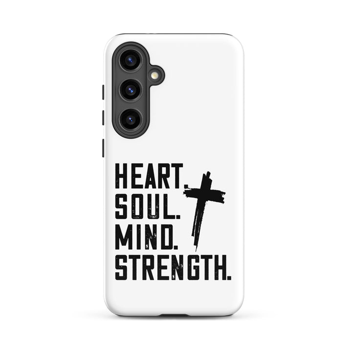 Christian Phone Case Heart Soul Mind Strength White for Samsung® Samsung® Phone Cases Glossy Samsung Galaxy S24 Plus 