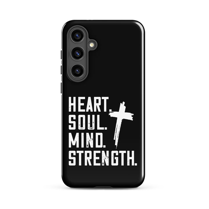 Christian Phone Case Heart Soul Mind Strength Black  for Samsung® Samsung® Phone Cases Glossy Samsung Galaxy S24 Plus 