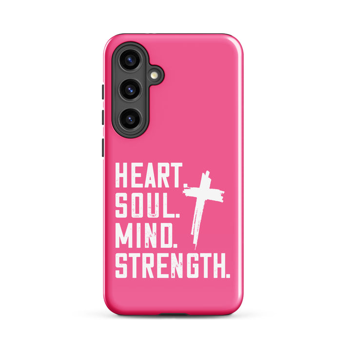 Christian Phone Case Heart Soul Mind Strength Pink for Samsung® Samsung® Phone Cases Glossy Samsung Galaxy S24 Plus 