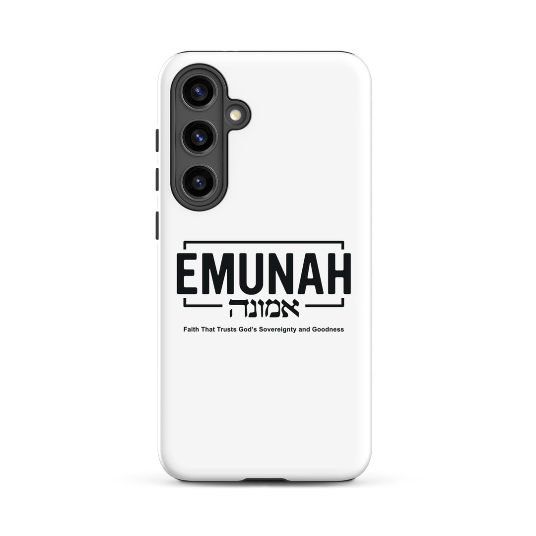 Christian Phone Case Emunah Faith That Trusts White for Samsung® Samsung® Phone Cases Glossy Samsung Galaxy S24 Plus 