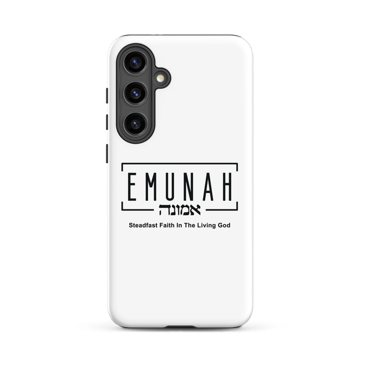 Christian Phone Case Emunah Steadfast Faith White for Samsung® Samsung® Phone Cases Glossy Samsung Galaxy S24 Plus 