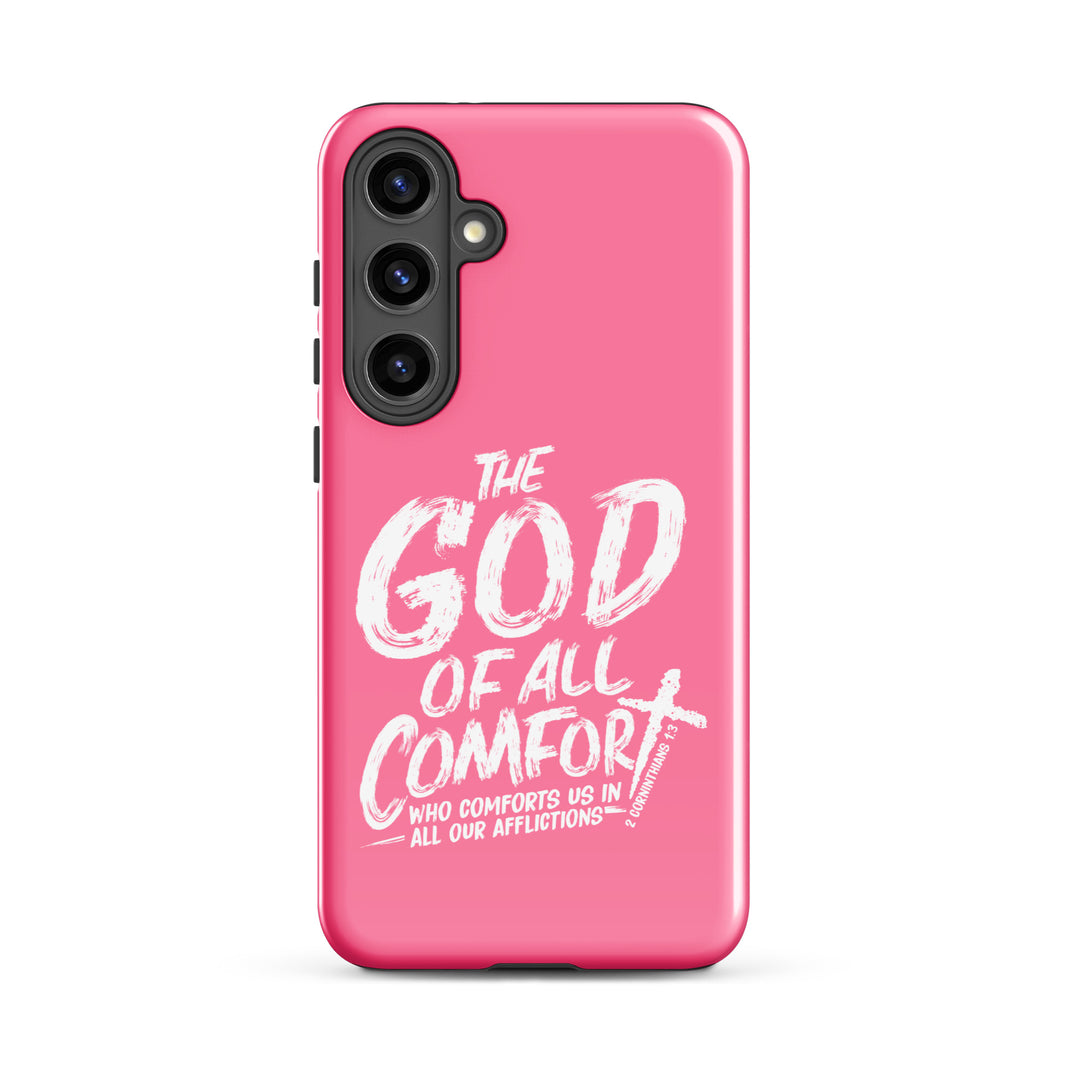 Christian Phone Case God of All Comfort Pink for Samsung® Samsung® Phone Cases Glossy Samsung Galaxy S24 Plus 