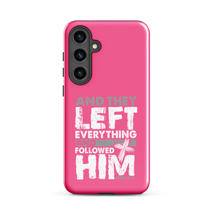 Christian Phone Case Left Everything Cross Pink for Samsung® Samsung® Phone Cases Glossy Samsung Galaxy S24 Plus 