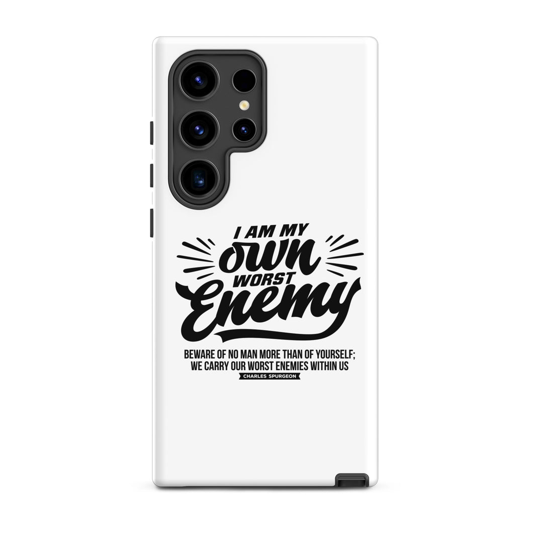 Christian Phone Case Worst Enemy White for Samsung® Samsung® Phone Cases Glossy Samsung Galaxy S24 Ultra 