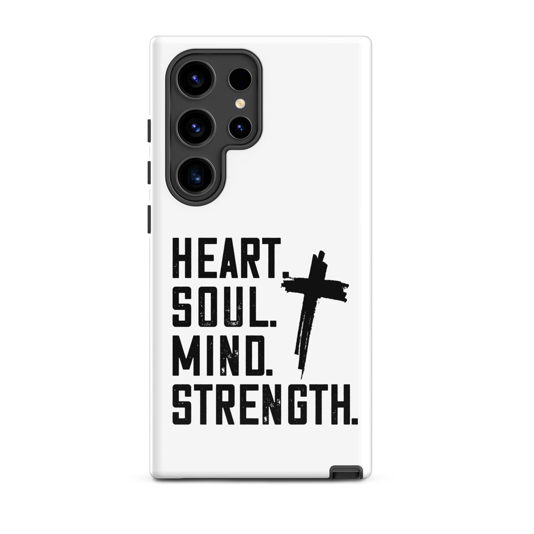 Christian Phone Case Heart Soul Mind Strength White for Samsung® Samsung® Phone Cases Glossy Samsung Galaxy S24 Ultra 