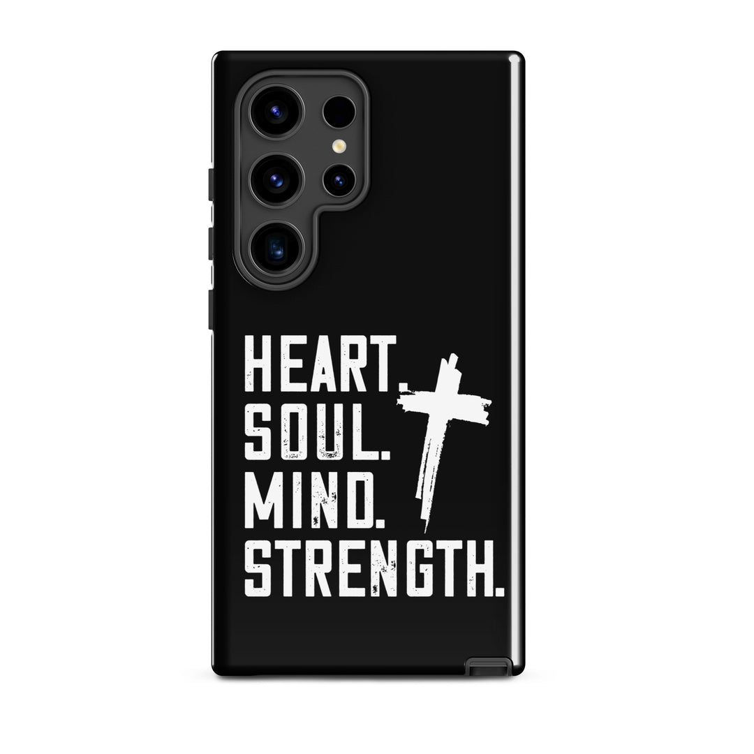 Christian Phone Case Heart Soul Mind Strength Black  for Samsung® Samsung® Phone Cases Glossy Samsung Galaxy S24 Ultra 