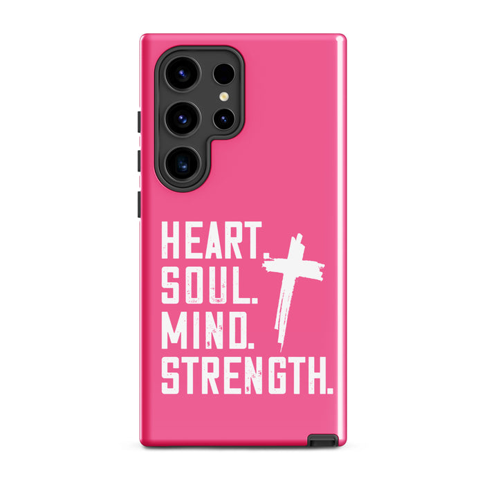 Christian Phone Case Heart Soul Mind Strength Pink for Samsung® Samsung® Phone Cases Glossy Samsung Galaxy S24 Ultra 