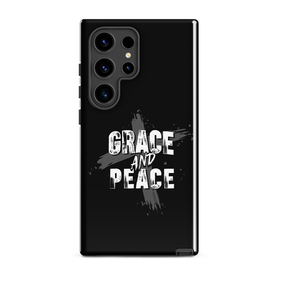 Christian Phone Case Grace and Peace Cross Black for Samsung® Samsung® Phone Cases Glossy Samsung Galaxy S24 Ultra 