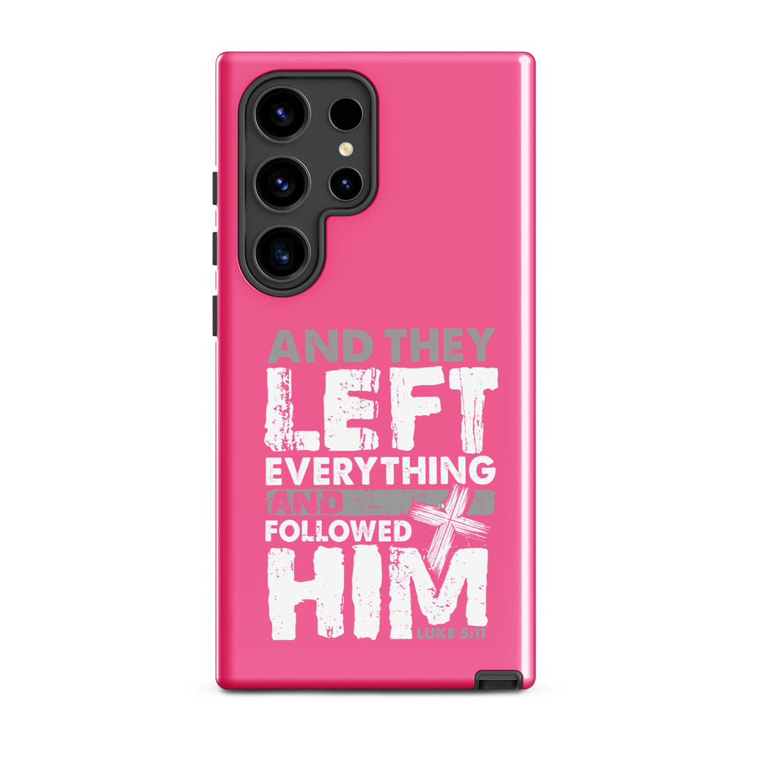 Christian Phone Case Left Everything Cross Pink for Samsung® Samsung® Phone Cases Glossy Samsung Galaxy S24 Ultra 