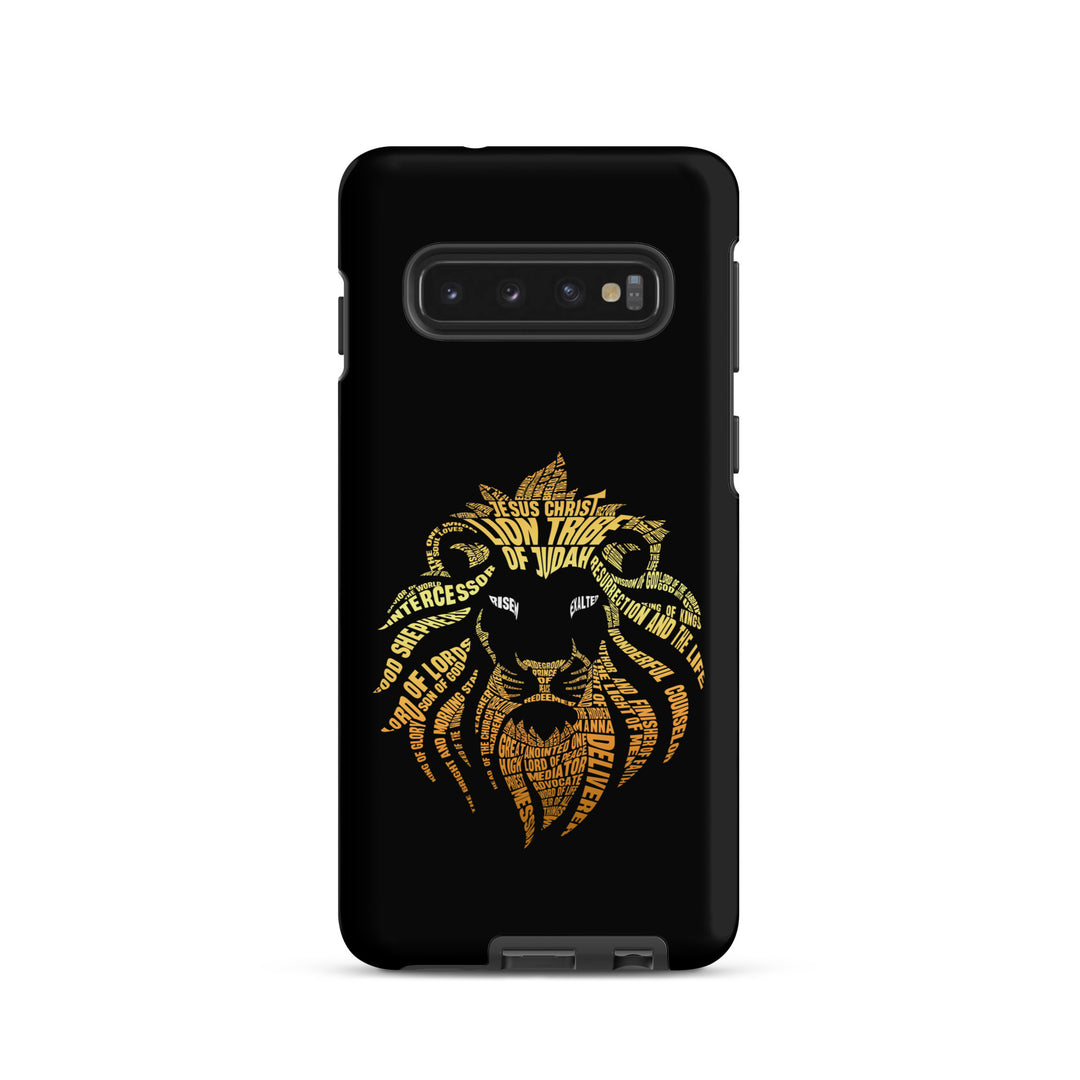 Christian Phone Case Lion Word Cloud Black for Samsung® Samsung® Phone Cases Matte Samsung Galaxy S10 