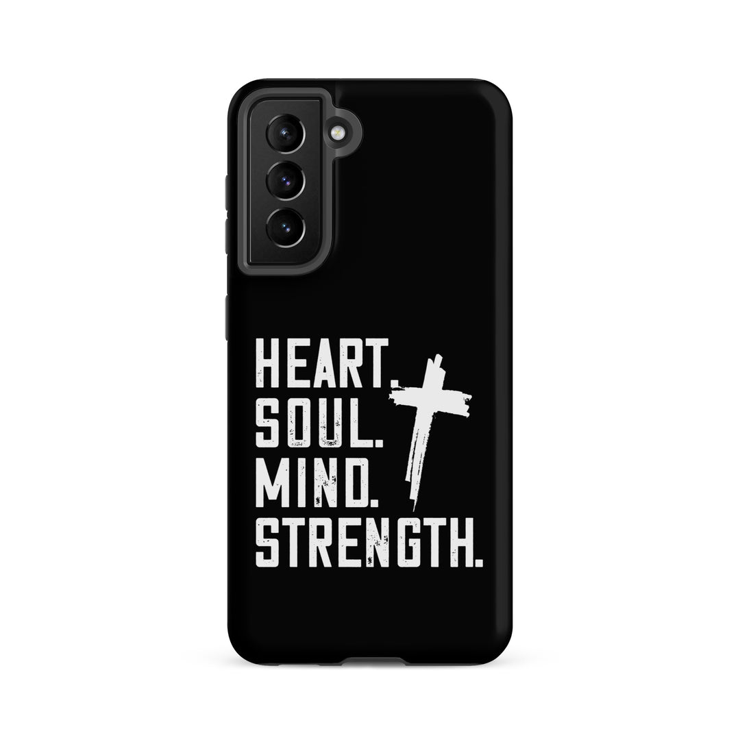 Christian Phone Case Heart Soul Mind Strength Black  for Samsung® Samsung® Phone Cases Matte Samsung Galaxy S21 FE 