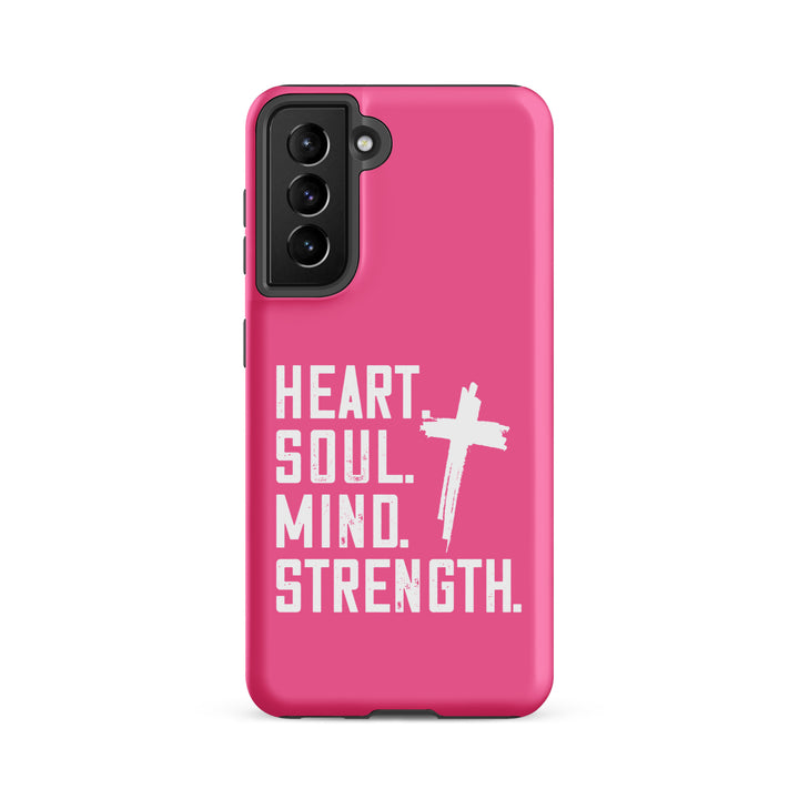 Christian Phone Case Heart Soul Mind Strength Pink for Samsung® Samsung® Phone Cases Matte Samsung Galaxy S21 FE 