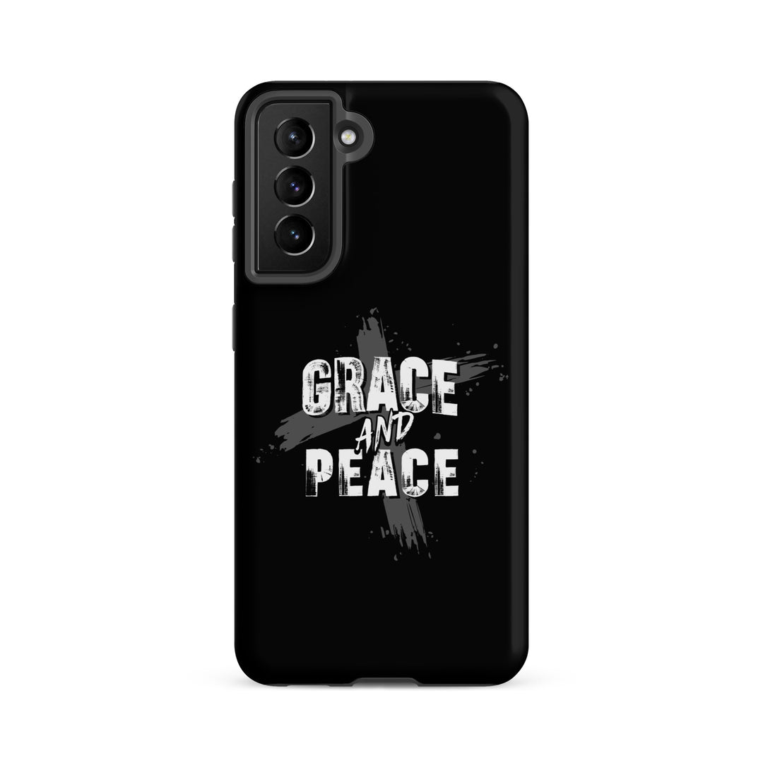 Christian Phone Case Grace and Peace Cross Black for Samsung® Samsung® Phone Cases Matte Samsung Galaxy S21 FE 