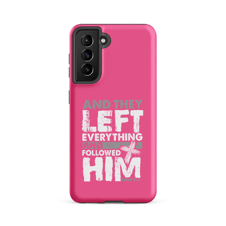 Christian Phone Case Left Everything Cross Pink for Samsung® Samsung® Phone Cases Matte Samsung Galaxy S21 FE 