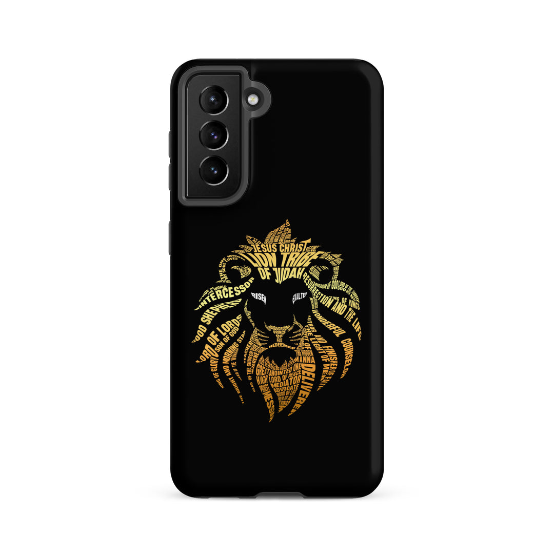 Christian Phone Case Lion Word Cloud Black for Samsung® Samsung® Phone Cases Matte Samsung Galaxy S21 FE 