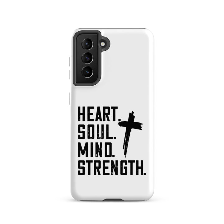 Christian Phone Case Heart Soul Mind Strength White for Samsung® Samsung® Phone Cases Matte Samsung Galaxy S21 