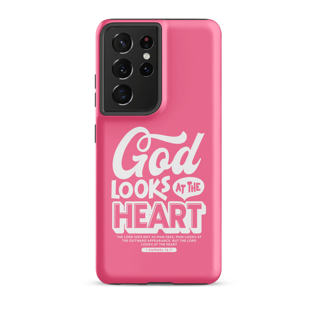 Christian Phone Case God Looks At Heart  for Samsung® Samsung® Phone Cases Matte Samsung Galaxy S21 Ultra 