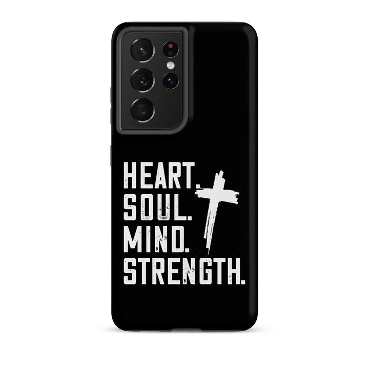 Christian Phone Case Heart Soul Mind Strength Black  for Samsung® Samsung® Phone Cases Matte Samsung Galaxy S21 Ultra 