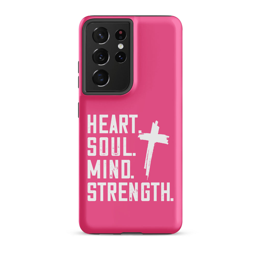 Christian Phone Case Heart Soul Mind Strength Pink for Samsung® Samsung® Phone Cases Matte Samsung Galaxy S21 Ultra 