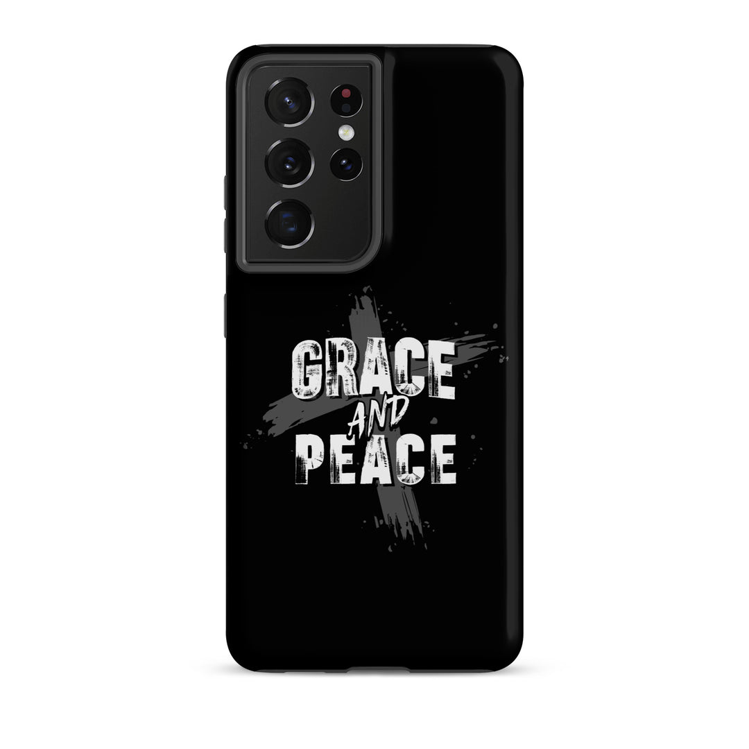 Christian Phone Case Grace and Peace Cross Black for Samsung® Samsung® Phone Cases Matte Samsung Galaxy S21 Ultra 