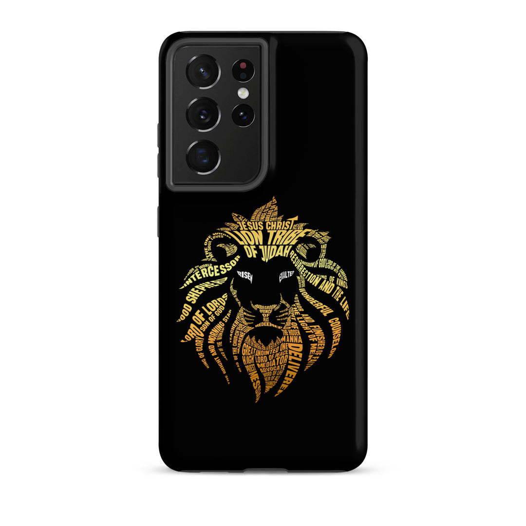 Christian Phone Case Lion Word Cloud Black for Samsung® Samsung® Phone Cases Matte Samsung Galaxy S21 Ultra 