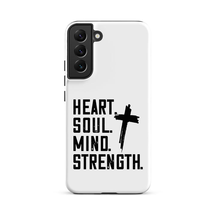 Christian Phone Case Heart Soul Mind Strength White for Samsung® Samsung® Phone Cases Matte Samsung Galaxy S22 Plus 