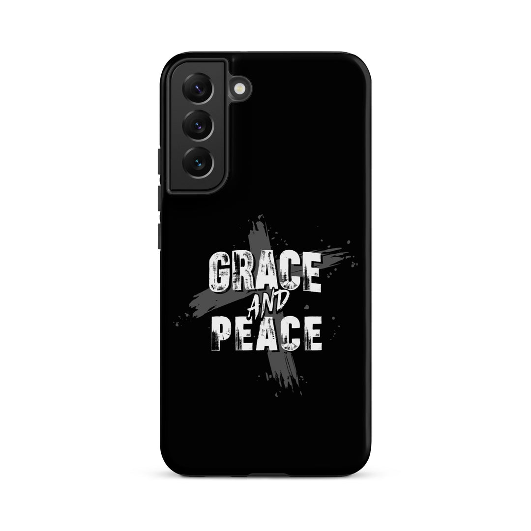 Christian Phone Case Grace and Peace Cross Black for Samsung® Samsung® Phone Cases Matte Samsung Galaxy S22 Plus 