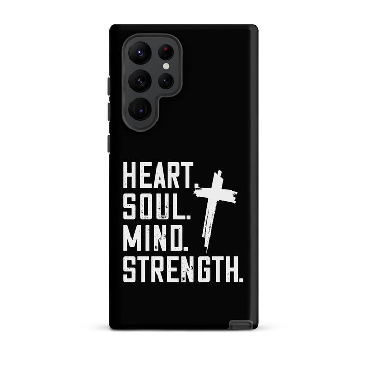 Christian Phone Case Heart Soul Mind Strength Black  for Samsung® Samsung® Phone Cases Matte Samsung Galaxy S22 Ultra 