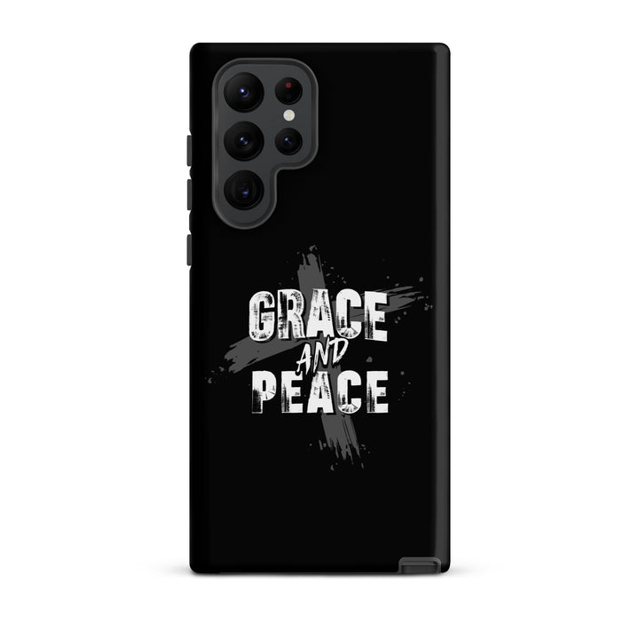 Christian Phone Case Grace and Peace Cross Black for Samsung® Samsung® Phone Cases Matte Samsung Galaxy S22 Ultra 