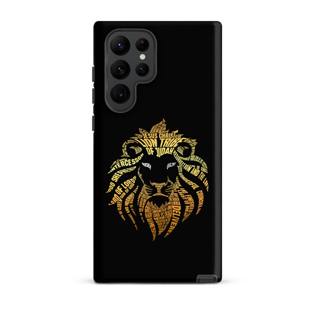 Christian Phone Case Lion Word Cloud Black for Samsung® Samsung® Phone Cases Matte Samsung Galaxy S22 Ultra 