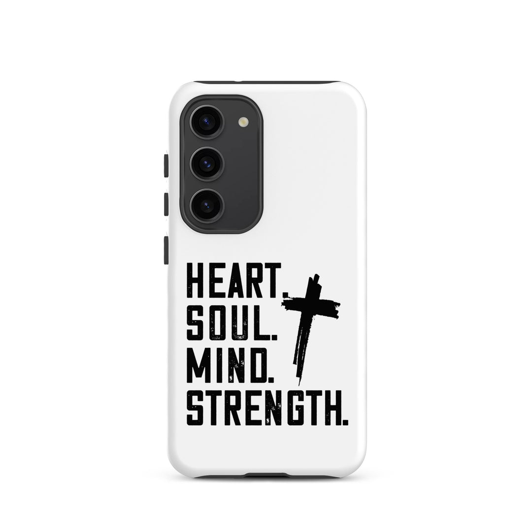 Christian Phone Case Heart Soul Mind Strength White for Samsung® Samsung® Phone Cases Matte Samsung Galaxy S23 