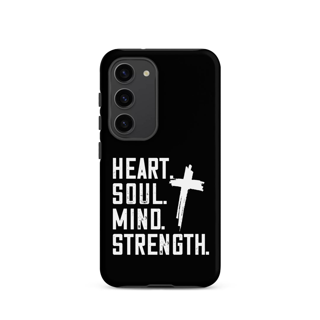 Christian Phone Case Heart Soul Mind Strength Black  for Samsung® Samsung® Phone Cases Matte Samsung Galaxy S23 