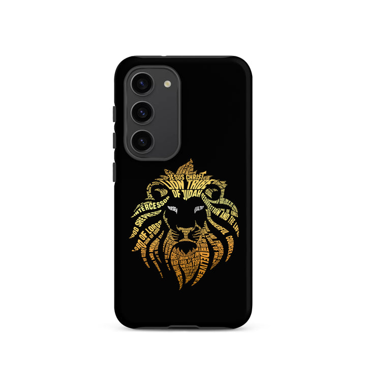 Christian Phone Case Lion Word Cloud Black for Samsung® Samsung® Phone Cases Matte Samsung Galaxy S23 