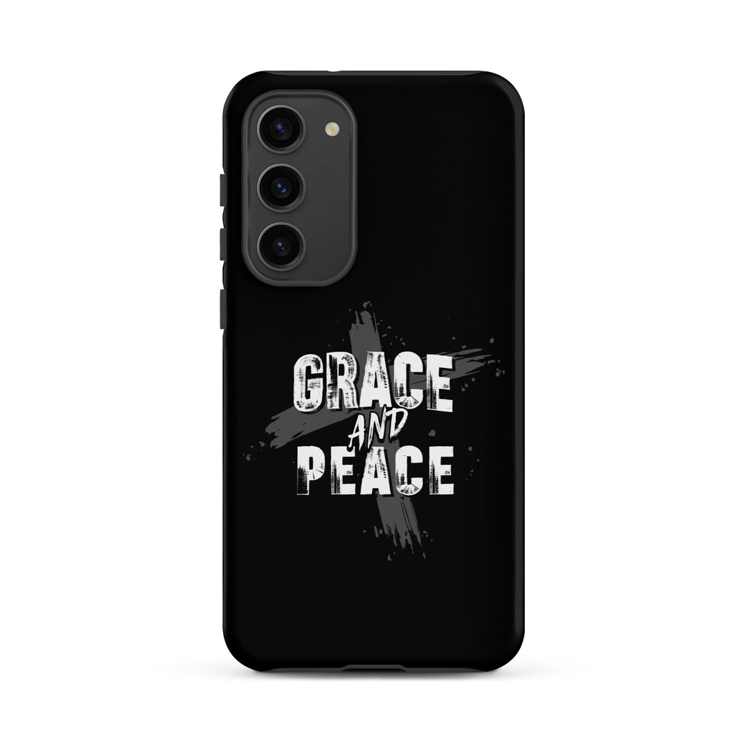 Christian Phone Case Grace and Peace Cross Black for Samsung® Samsung® Phone Cases Matte Samsung Galaxy S23 Plus 