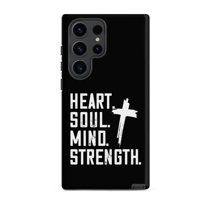 Christian Phone Case Heart Soul Mind Strength Black  for Samsung® Samsung® Phone Cases Matte Samsung Galaxy S23 Ultra 